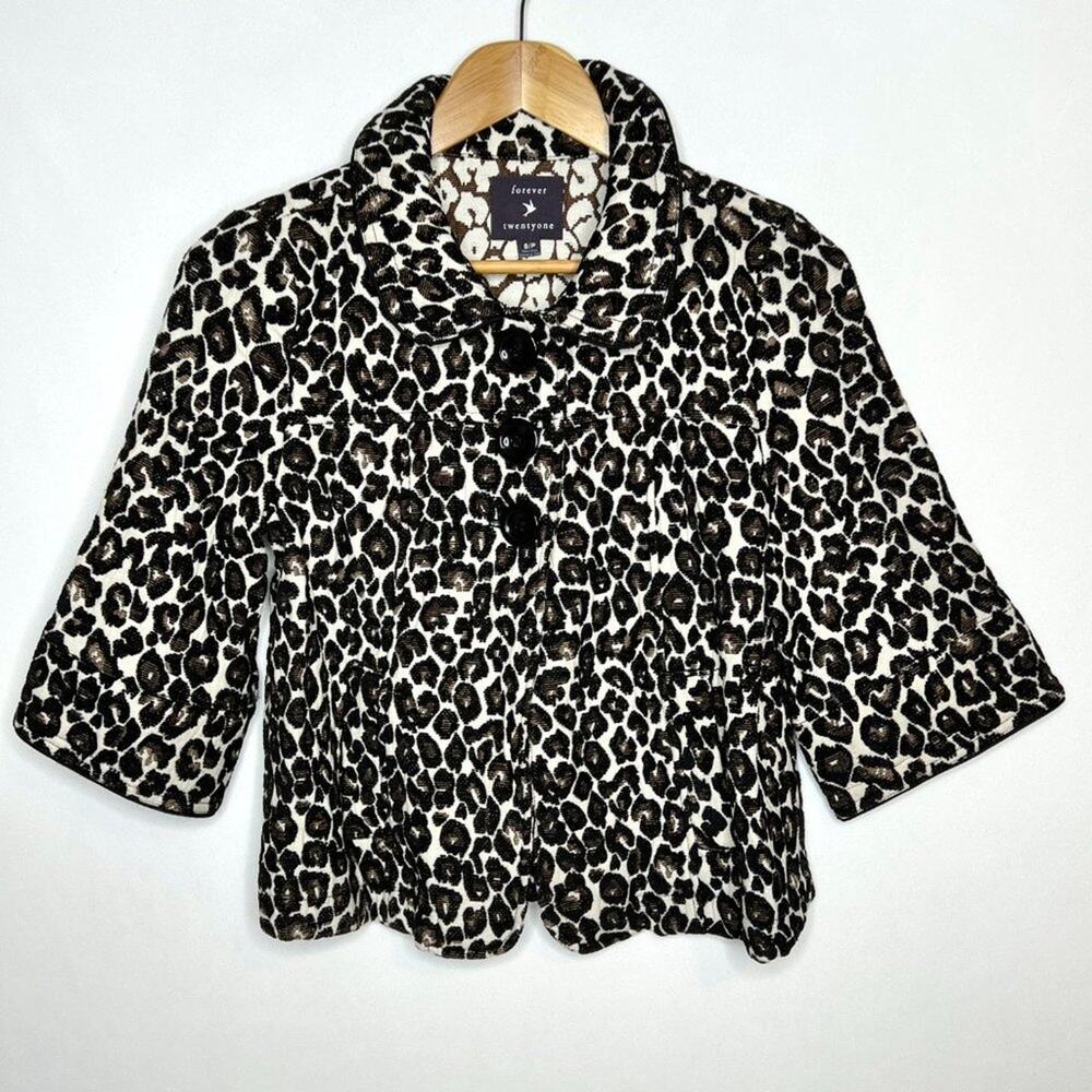 Forever 21 Leopard Print Babydoll Jacket Small